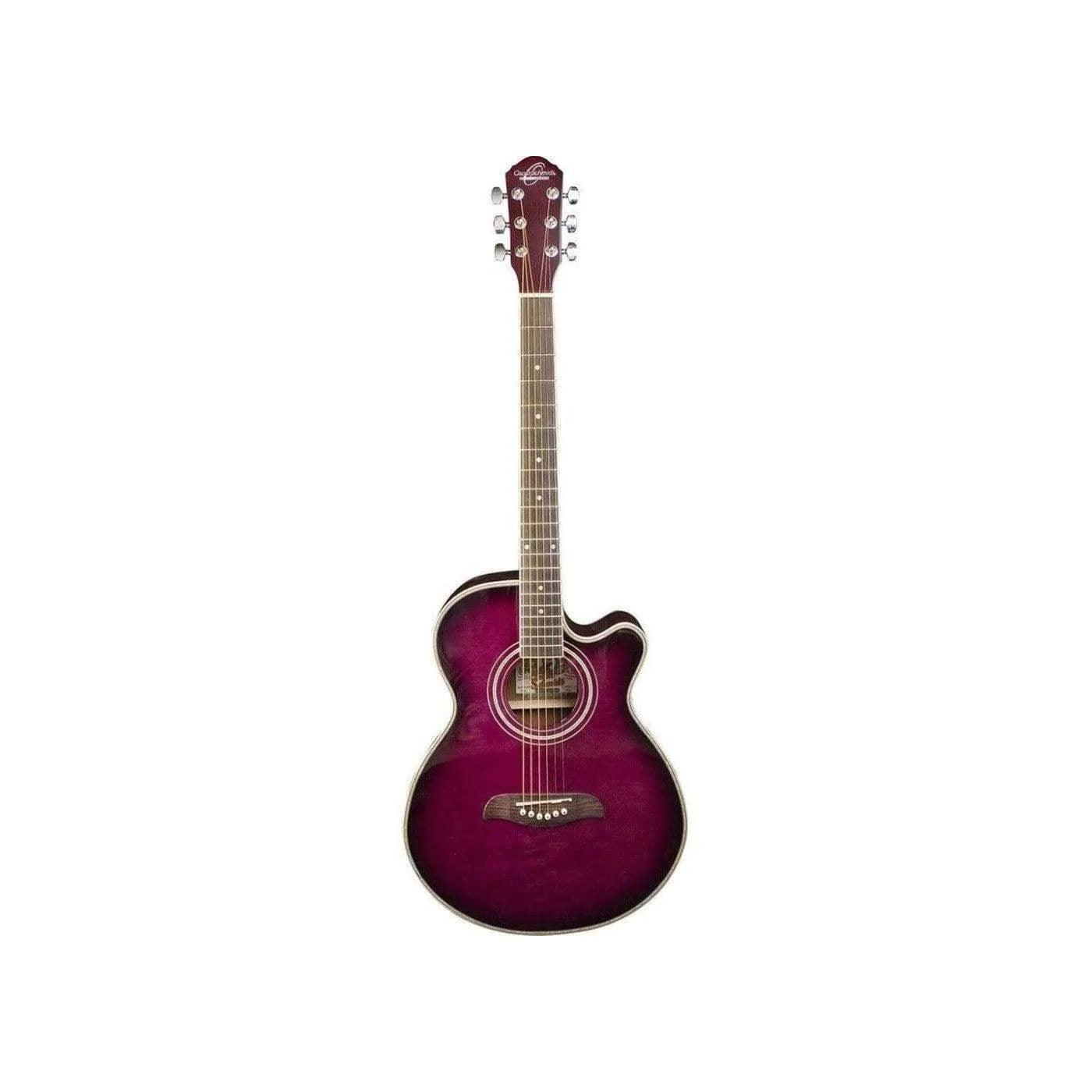 Oscar Schmidt OG10CEFTPB Semi-Acoustic Guitar - Flame Trans Purple Sunburst (Discontinued) - MusicMajlis