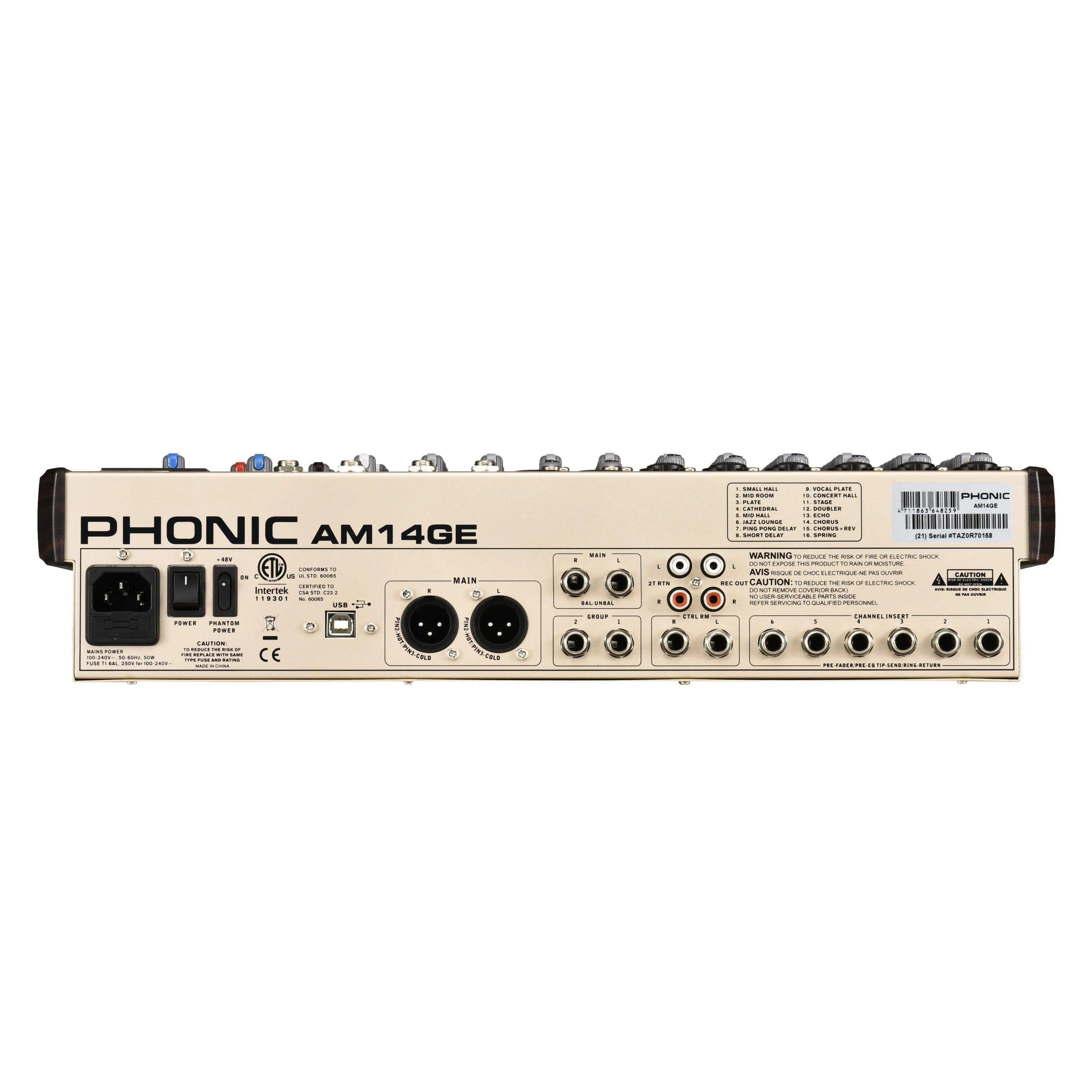Phonic AM14GE Mixer w/ DFX/BT/TF Recorder/USB - MusicMajlis
