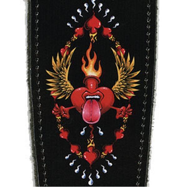 Planet Waves Leather 2.5inch Guitar Strap Red Heart 25LS03 - MusicMajlis