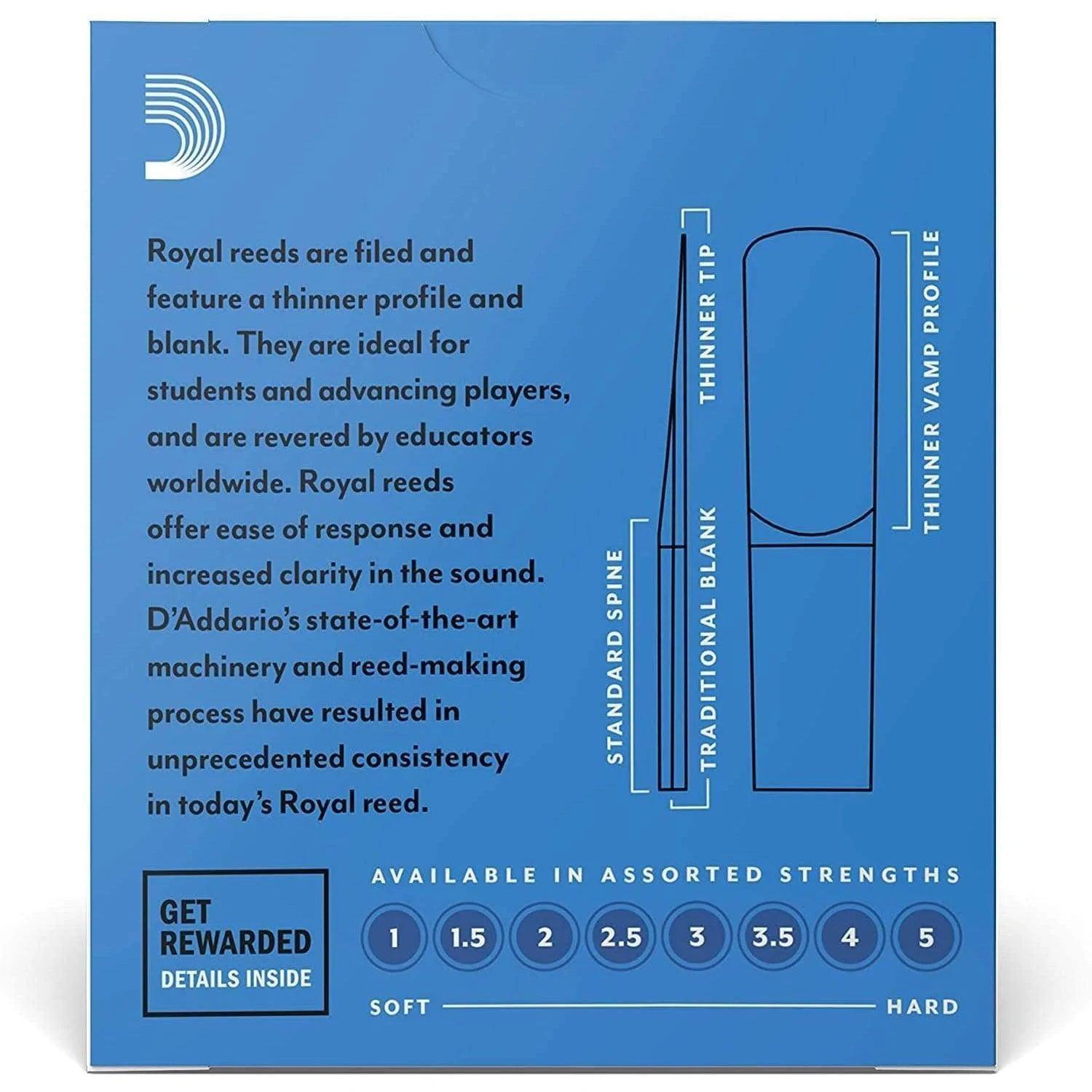 Royal by D'Addario RJB1015 Alto Sax Reeds, 1.5 - 1 Pc - MusicMajlis