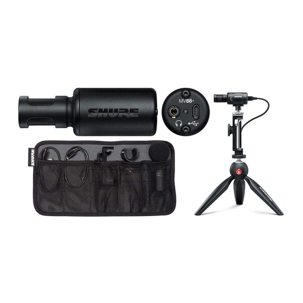 Shure MOTIV MV88+ Video Kit - Digital Stereo Condenser Microphone and Accessories for Smartphones (iOS, Android) - MusicMajlis