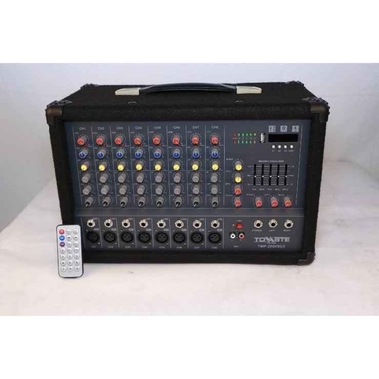 Tolaye TMP2000SU3 8 Channel Powered Mixer 500W, With BT/USB/SD/MP3 - MusicMajlis
