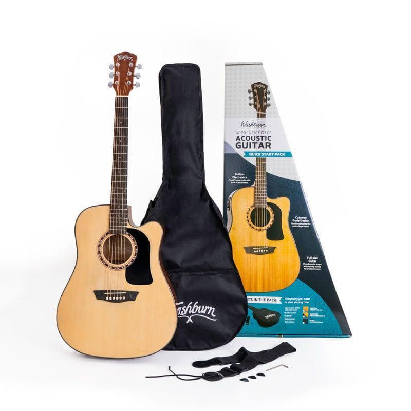 Washburn AD5CEPACK Semi Acoustic Guitar 41' Dreadnought with Bag, Picks, Strap - MusicMajlis