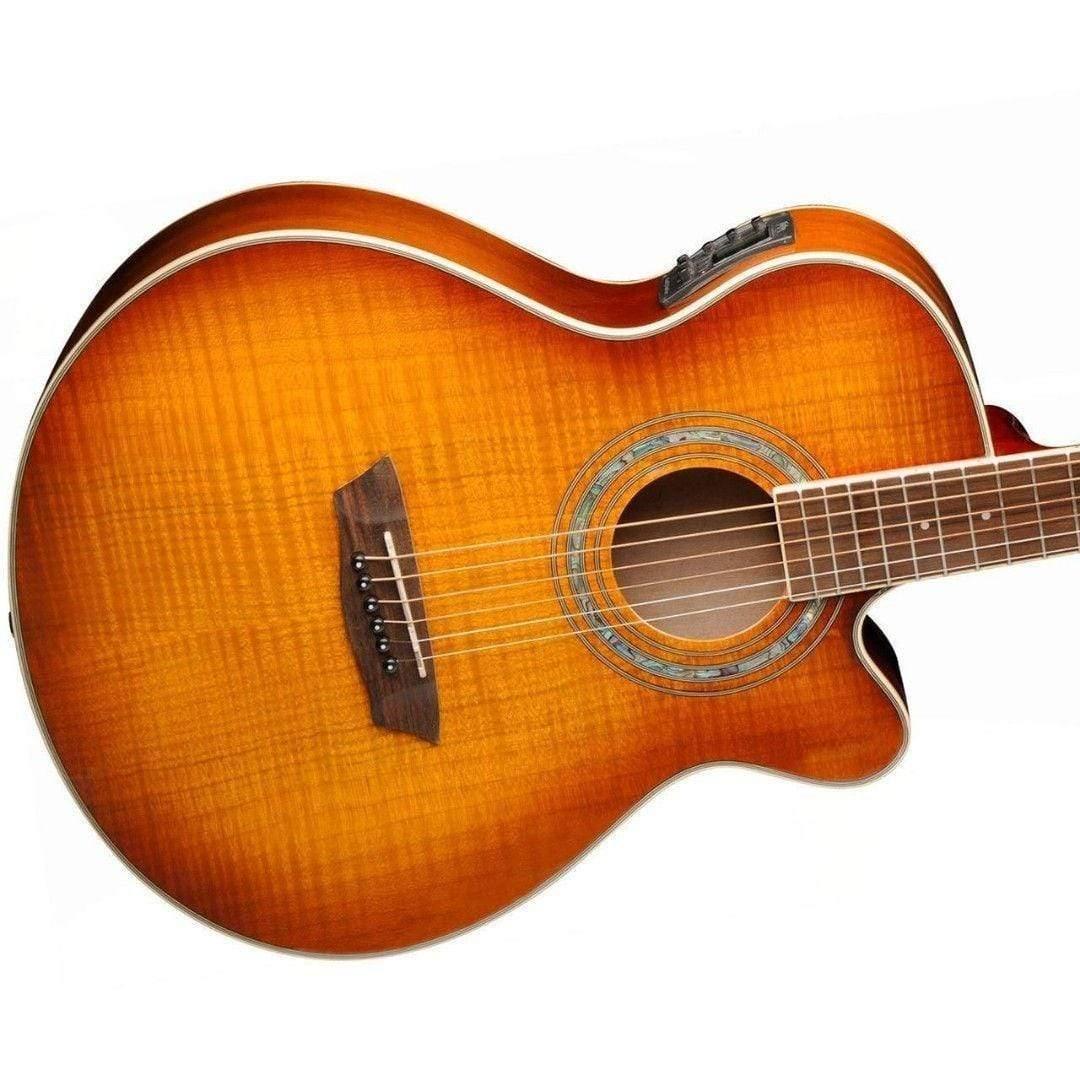 Washburn EA15ITB Mini Jumbo Semi-Acoustic Guitar - Ice Tea Burst - MusicMajlis