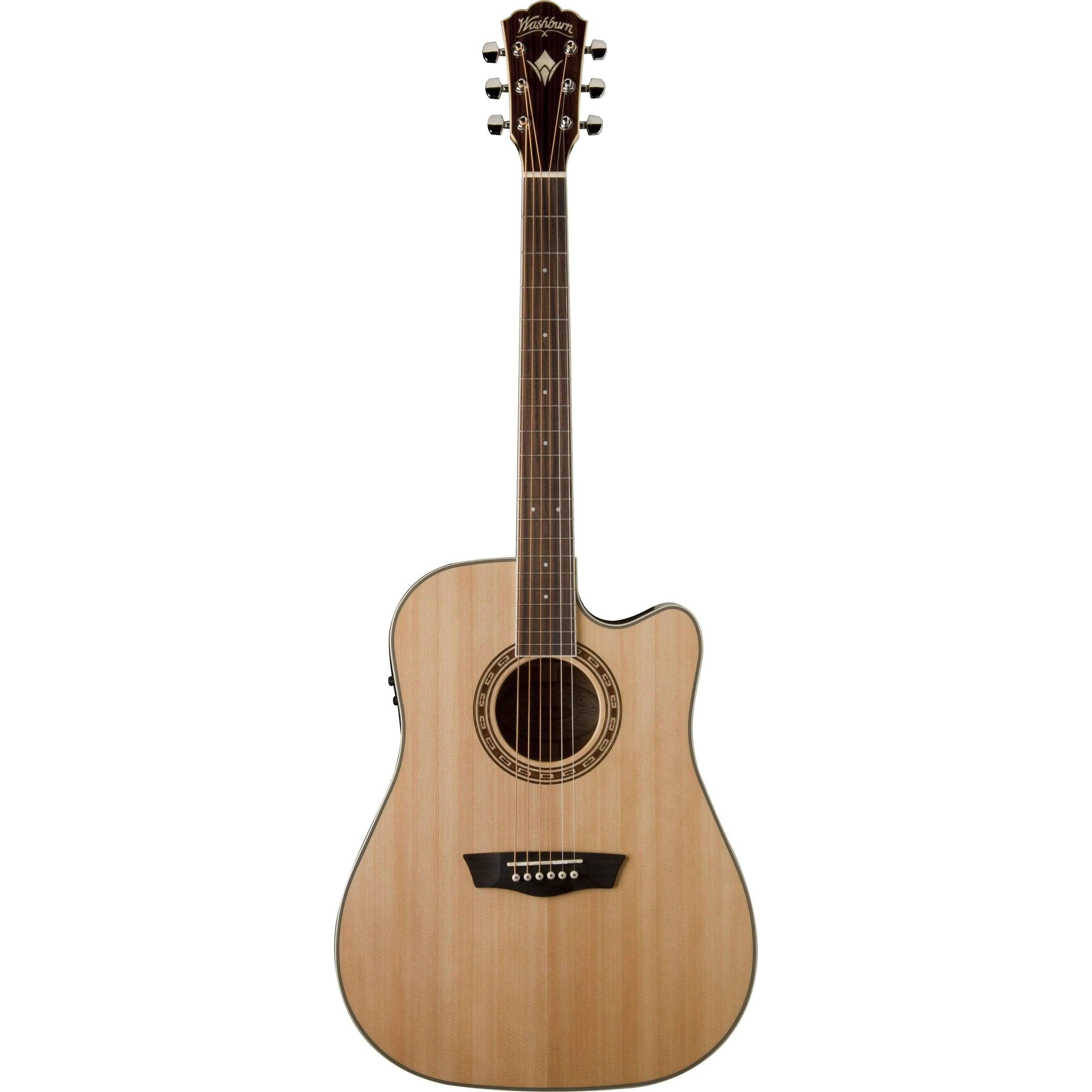 Buy Washburn WD10SCE Dreadnought SemiAcoustic Guitar Natural