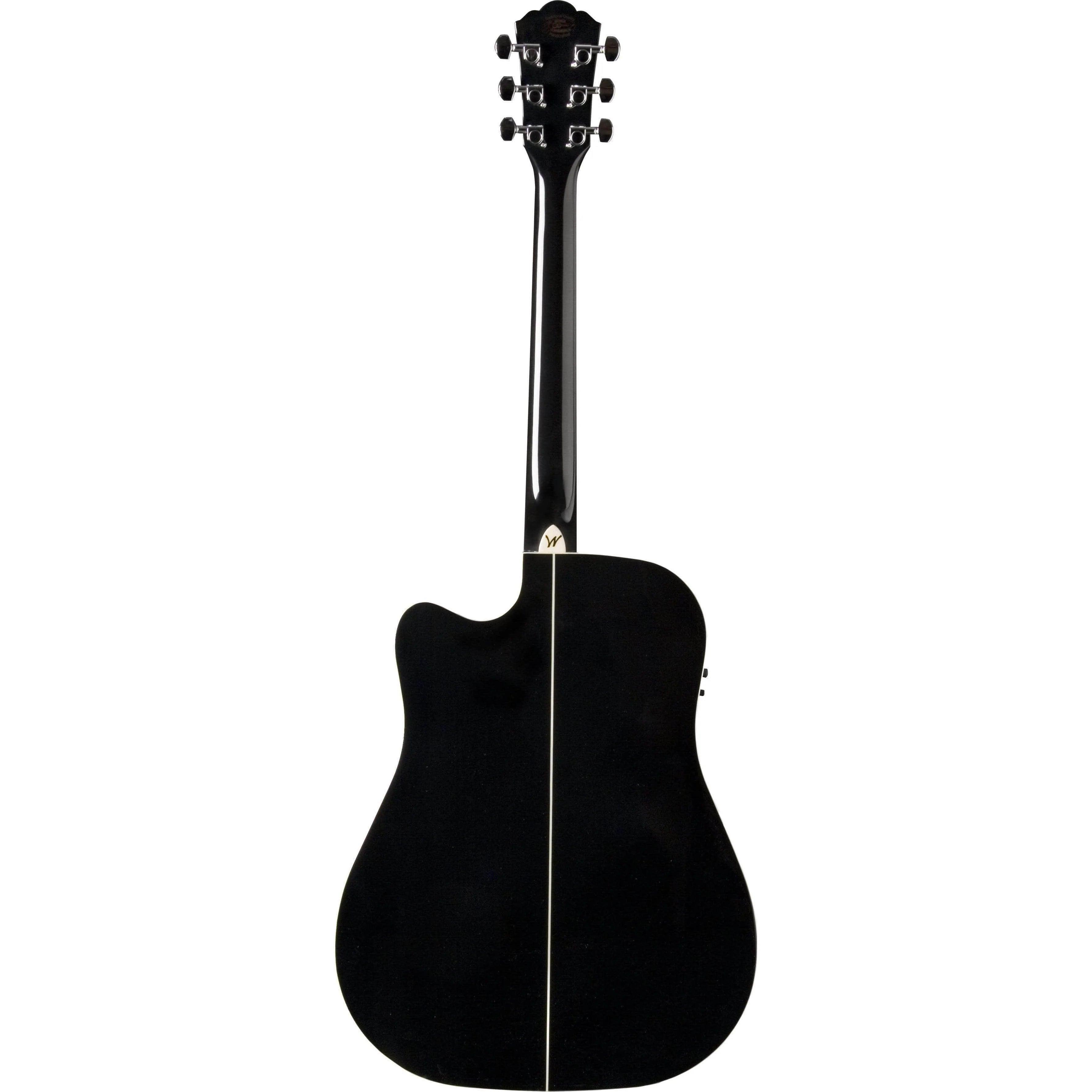 Washburn WD10SCEB Dreadnought Semi-Acoustic Guitar - Black (Discontinued) - MusicMajlis
