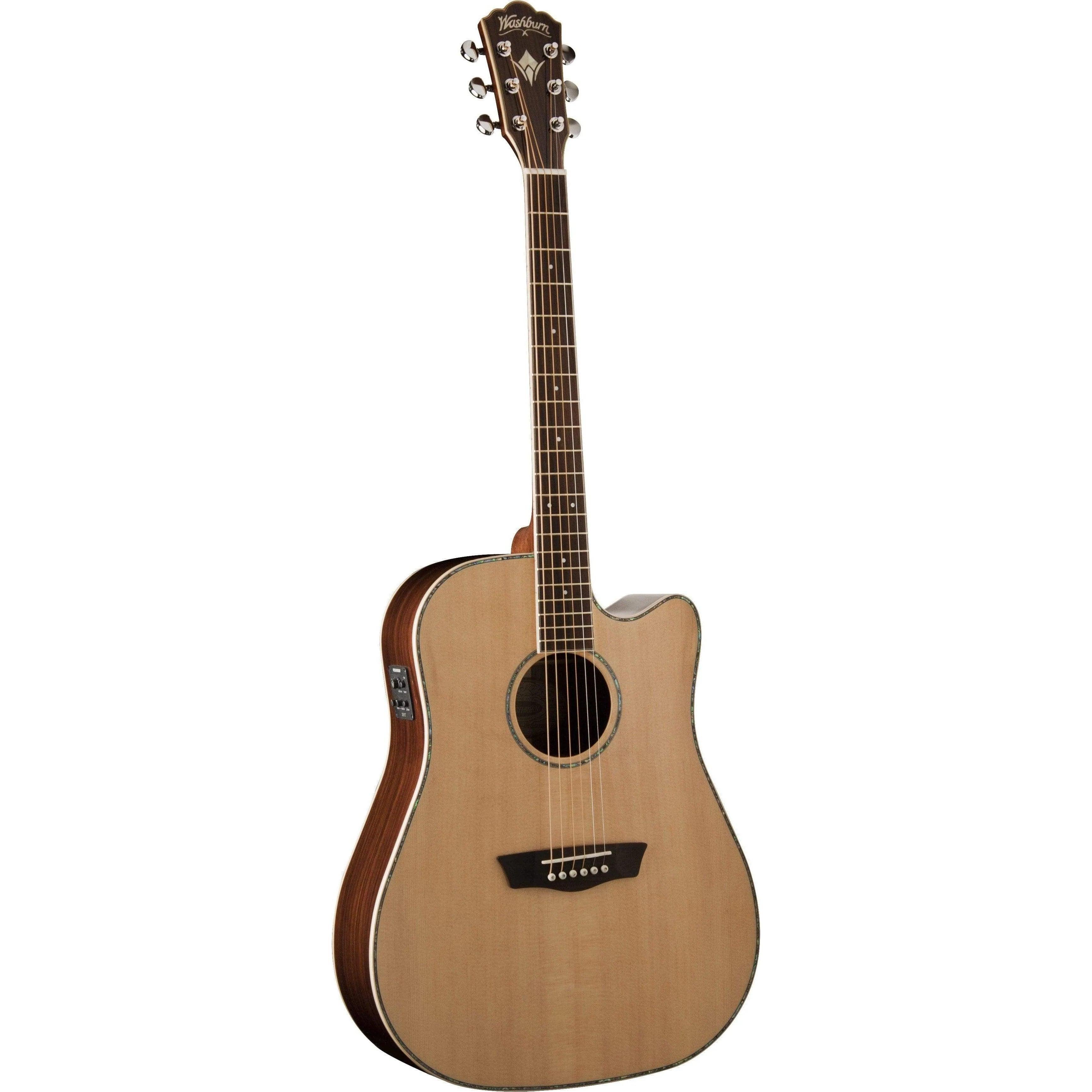 Washburn WD25SCE Dreadnought Semi-Acoustic Guitar - Natural (Discontinued) - MusicMajlis