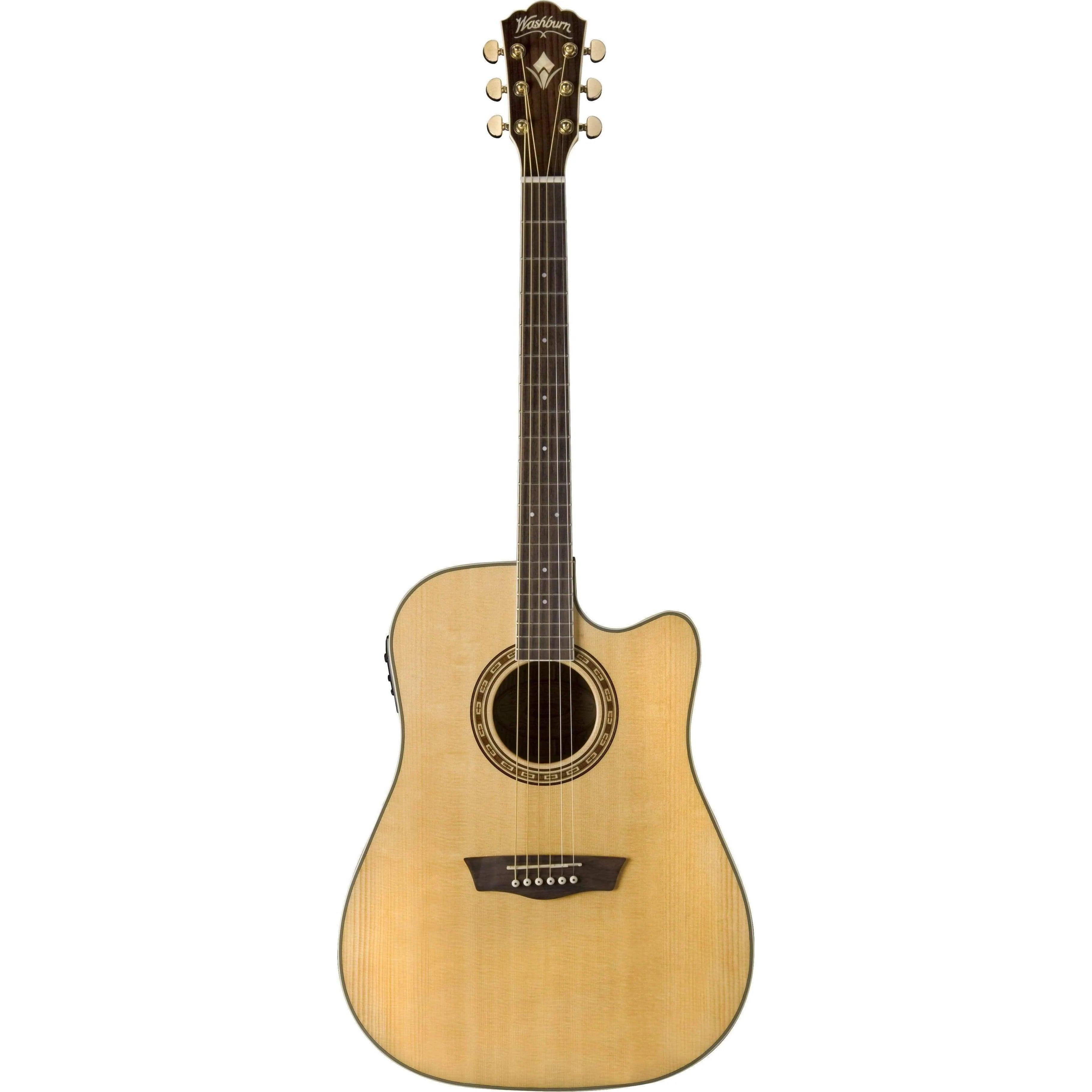 Washburn WD30SCE Dreadnought Semi-Acoustic Guitar - Natural (Discontinued) - MusicMajlis