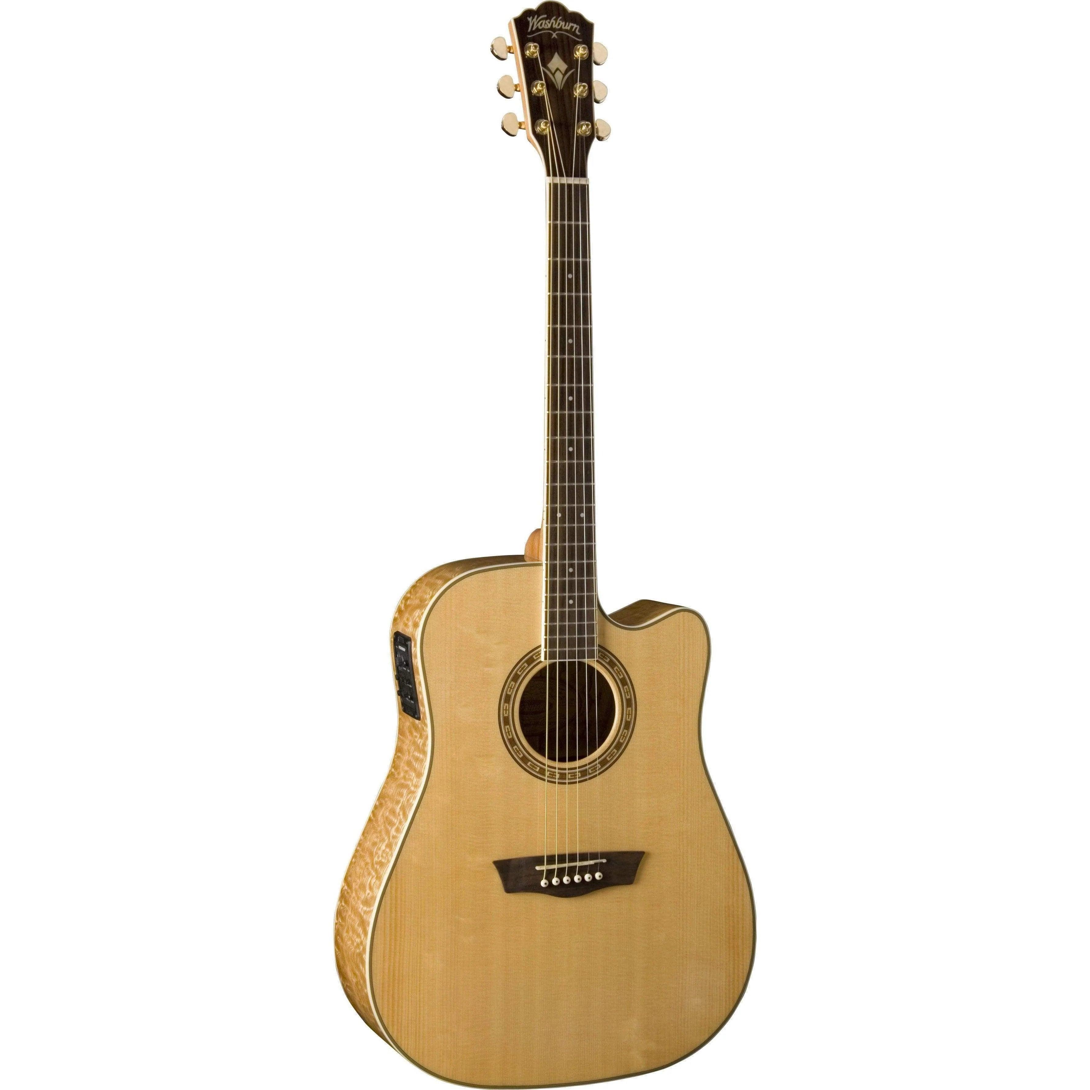 Washburn WD30SCE Dreadnought Semi-Acoustic Guitar - Natural (Discontinued) - MusicMajlis