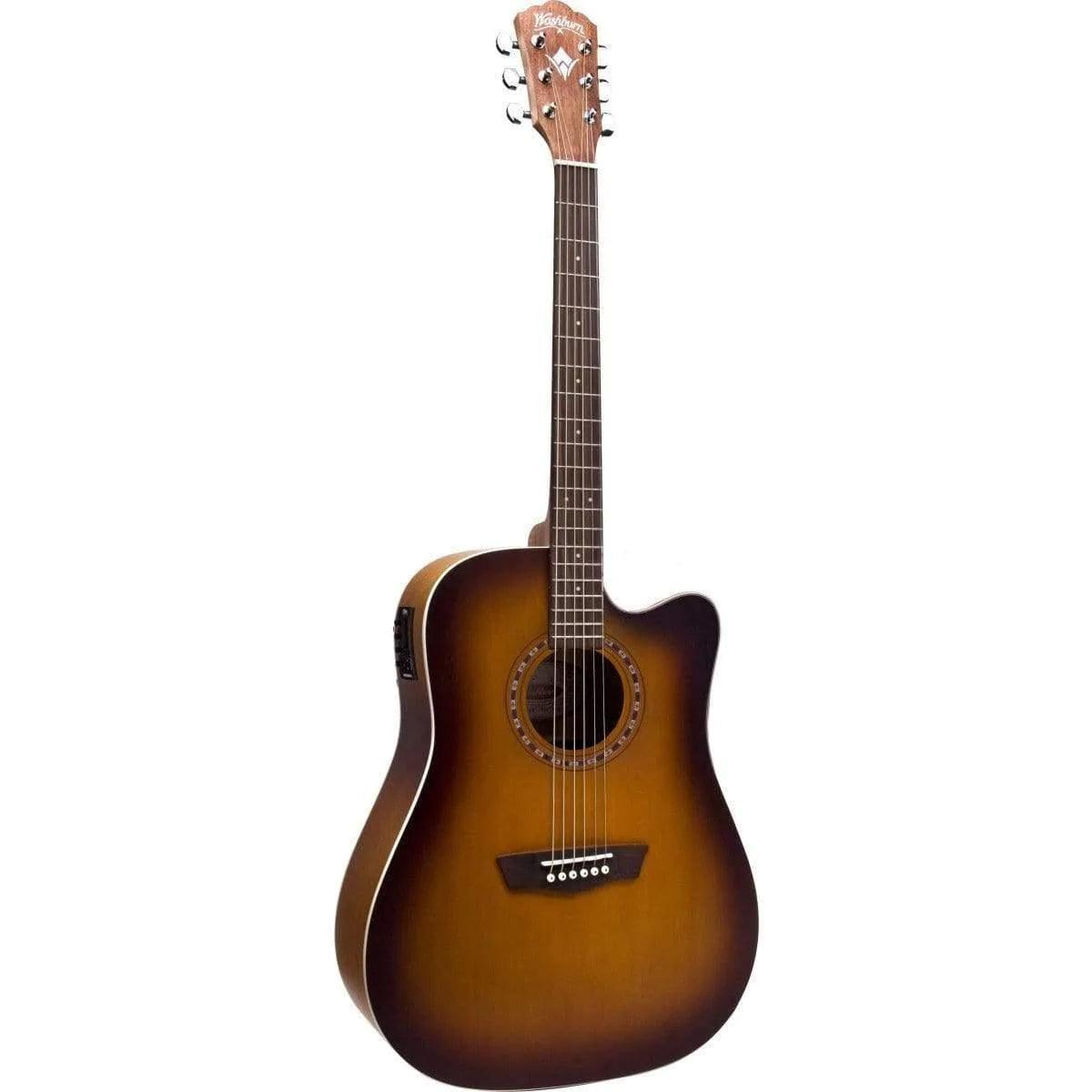 Washburn WD7SCEATBM Semi-Acoustic Guitar - Antique Tobacco Burst Matte - MusicMajlis