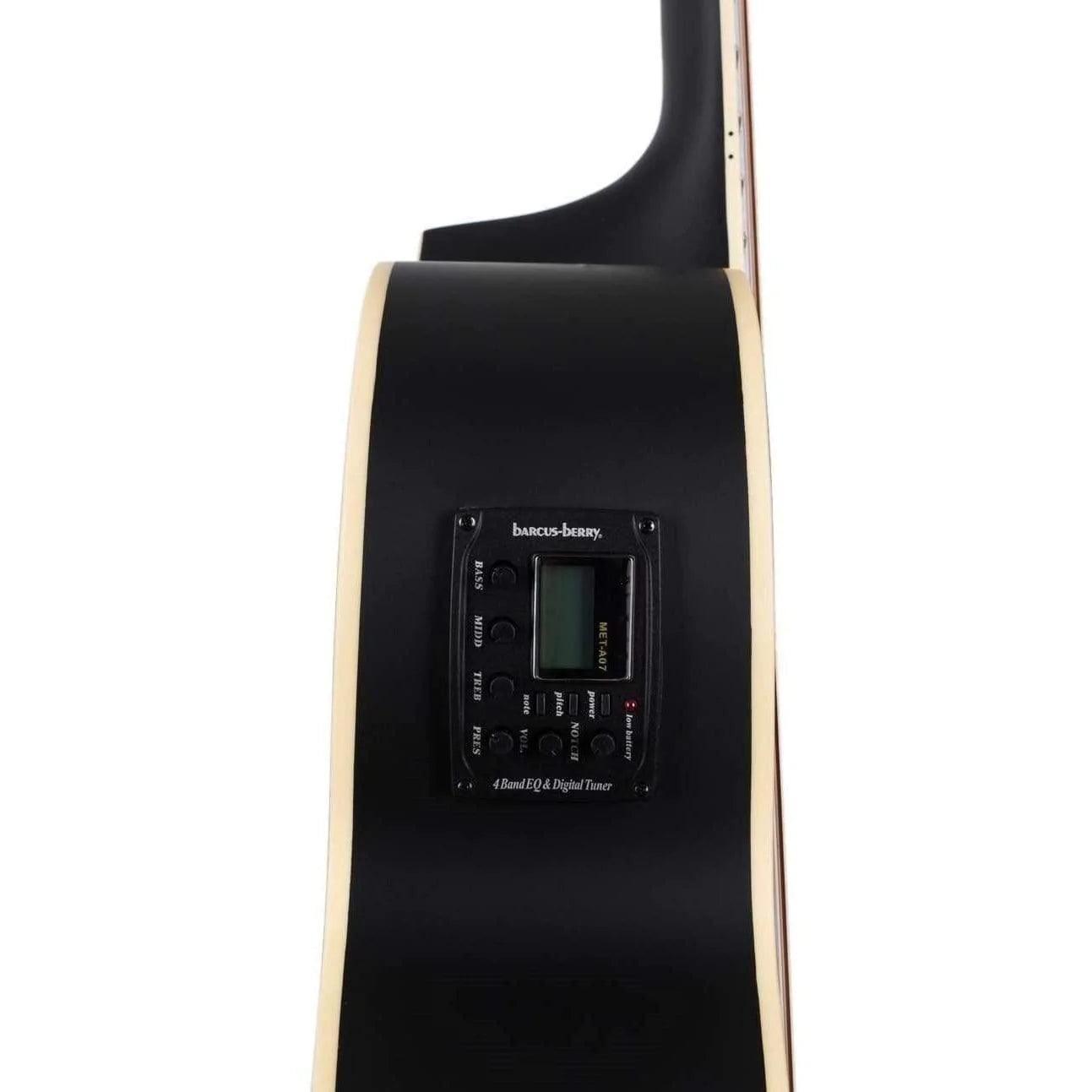 Washburn WJ7SCEBM Jumbo Semi-Acoustic Guitar - Black Matte - MusicMajlis