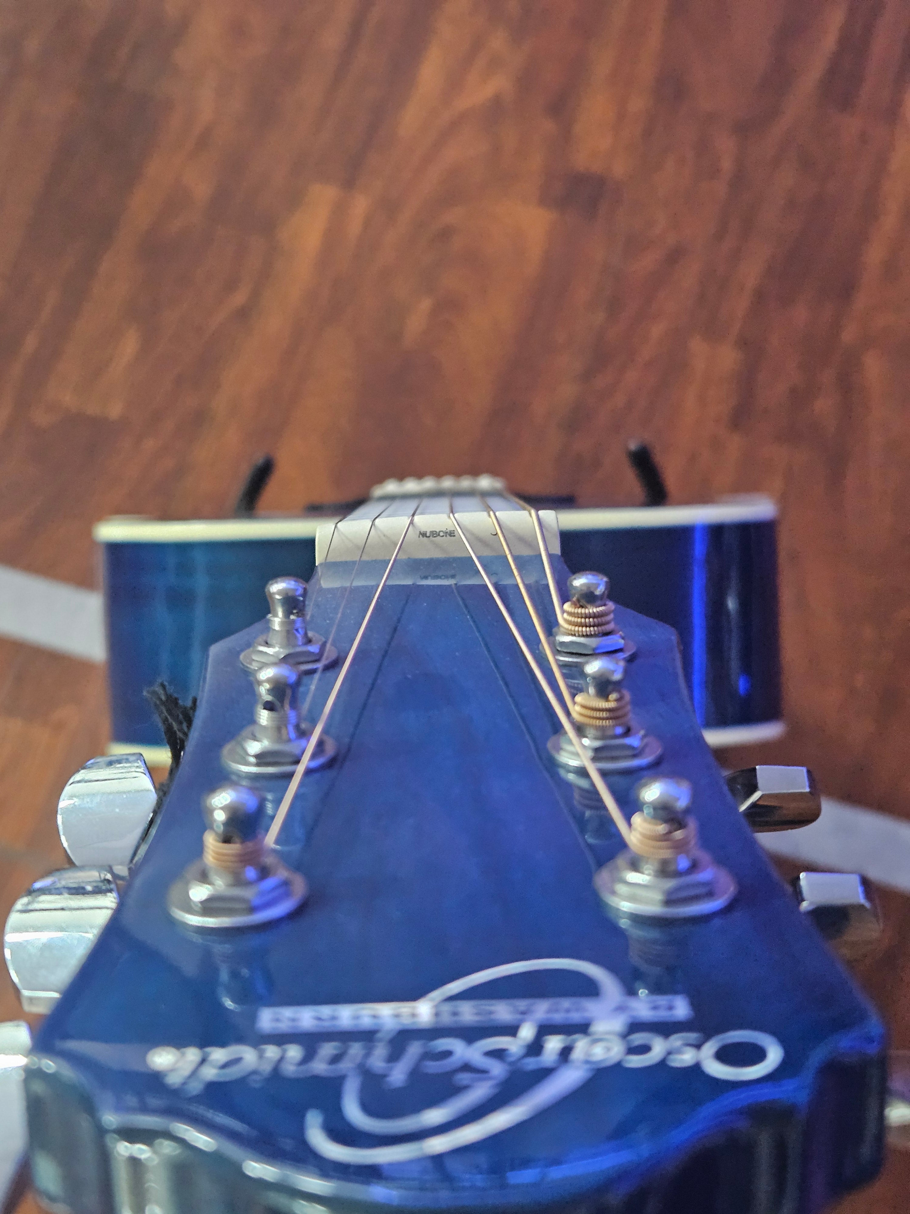 Oscar Schmidt OG2TBL Acoustic Guitar – Trans Blue Display Unit Clearance!