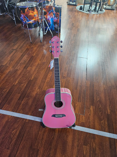 Oscar Schmidt OF2P Folk Acoustic Guitar - Pink -Display Unit Clearance!