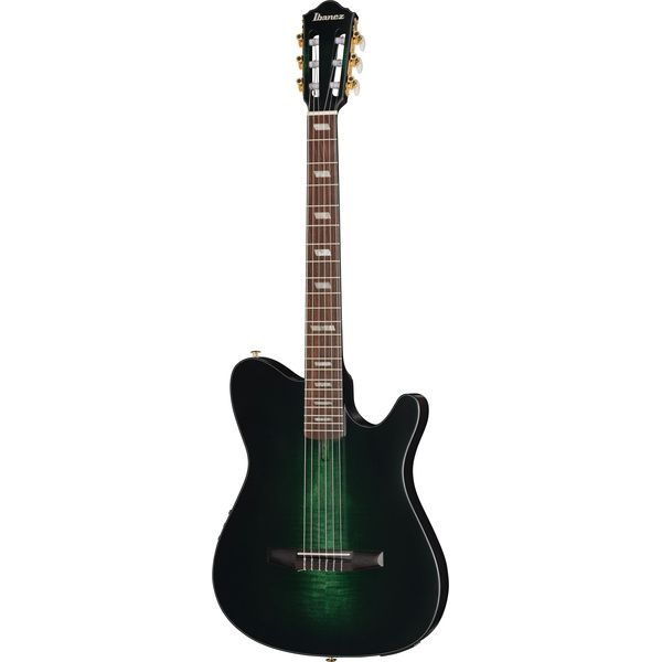 Ibanez FRH20FMNDGL Thinline Nylon-String Acoustic-Electric Guitar Featuring A Striking Deep Emerald Green Low Gloss Finish