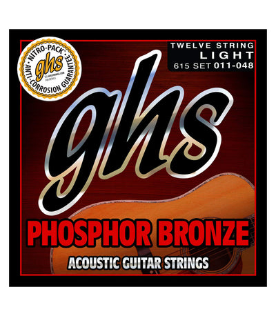 GHS 615GHS 12-String Set Phosphor Bronze Acoustic Guitar String - 11 - 48 Gauge Light