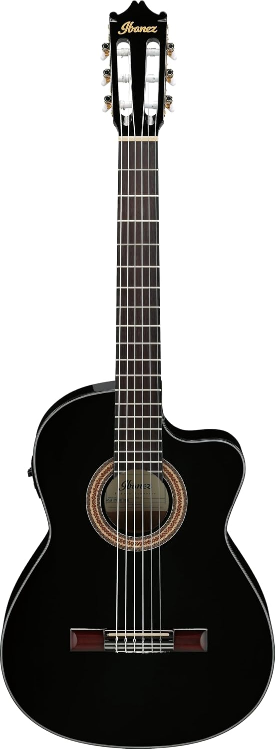Ibanez GA11CEBK Nylon-String Acoustic-Electric Classical Guitar,  Black High Gloss Finish