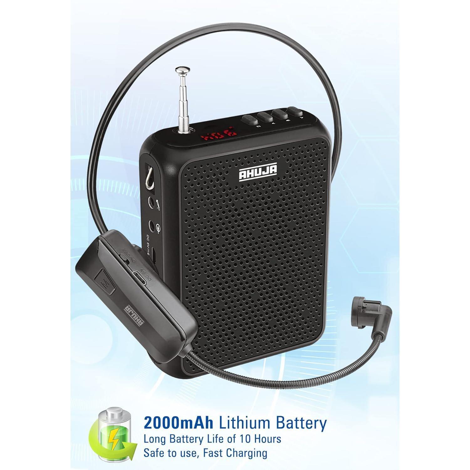 Ahuja NBA30WL PA Amplifier Set Neckband 10W w/ MP3 WAV Recorder Bluetooth TF Card Reader FM Radio Rechargeable Battery