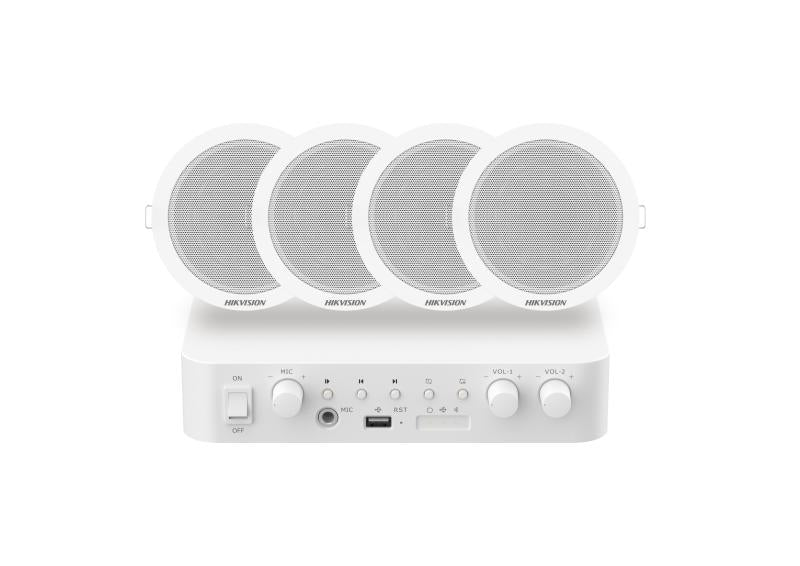 Hikvision DS-QAE0KA60206-4 Analog Audio Kit with 60W Analog Amplifier and 4* 6W Ceiling Speakers