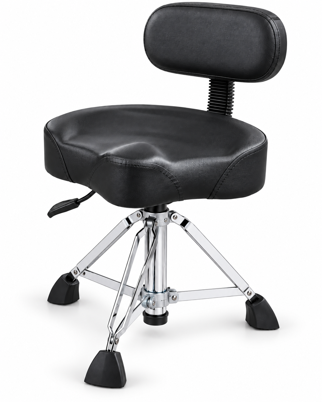 Tolaye BB1 Saddle Drum Throne with Backrest, Adjustable Height, Ergonomic Padded Seat & Heavy-Duty Chrome Tripod Base