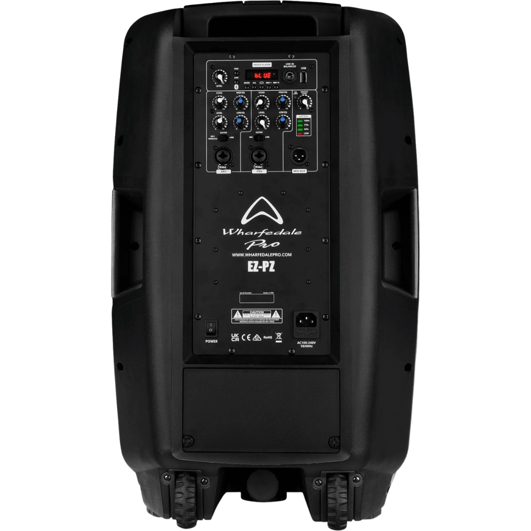 Wharfedale Pro EZ-PZ 100W Portable Battery Powered PA Speaker With 2 Wireless Mics & Tour Bag