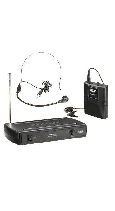 Ahuja AWM495VL Microphone اللاسلكي القناة الفردية VHF ، 1 جهاز إرسال bodypack ، 1 مقطع التعادل و 1 ميكروفون عصابة الرأس