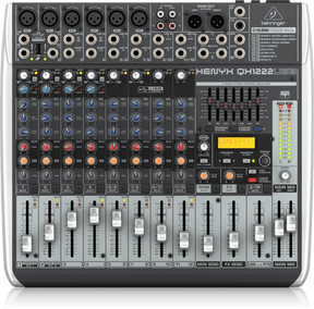 Behringer Xenyx QX1222USB Premium 16-Input 2/2-Bus Mixer with XENYX Mic Preamps and Compressors, Klark Teknik Multi-FX Processor, Wireless Option and USB/Audio Interface