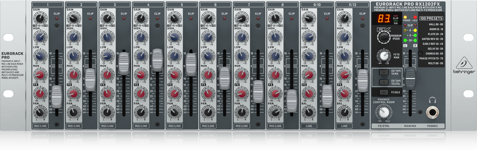 Behringer RX1202FXV2 Premium 12-Input Mic/Line Rack Mixer