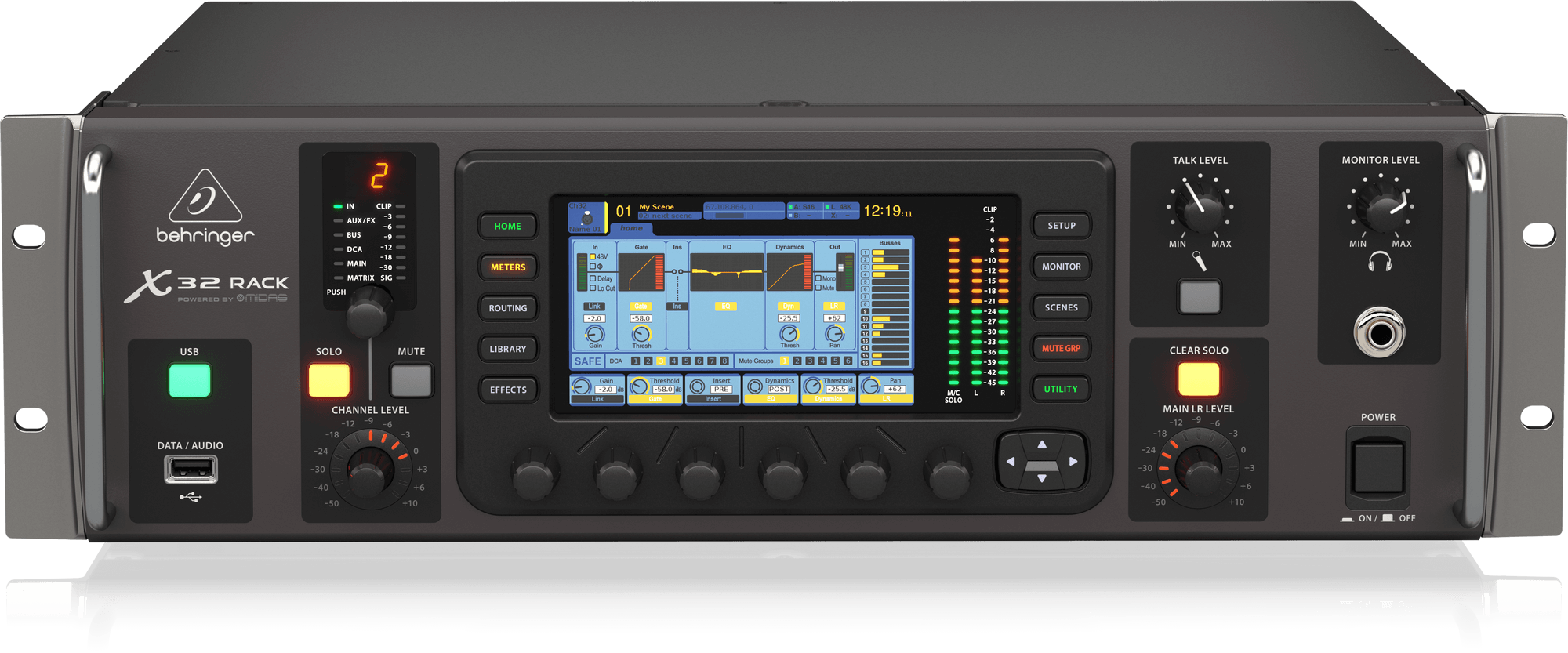 Behringer X32 RACK 40-Input, 25-Bus Digital Rack Mixer with 16 Programmable Midas Preamps, USB Audio Interface and iPad/iPhone Remote Control