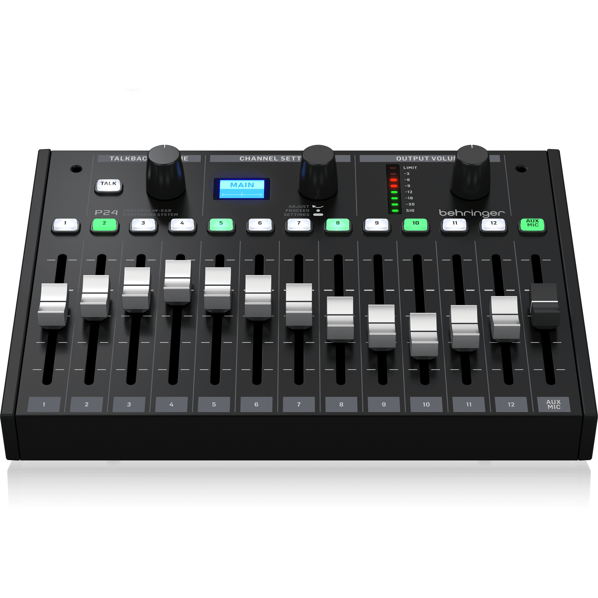 Behringer P24 StageConnect Personal Monitor Mixer with 13 Stereo Channels and 60-mm Faders