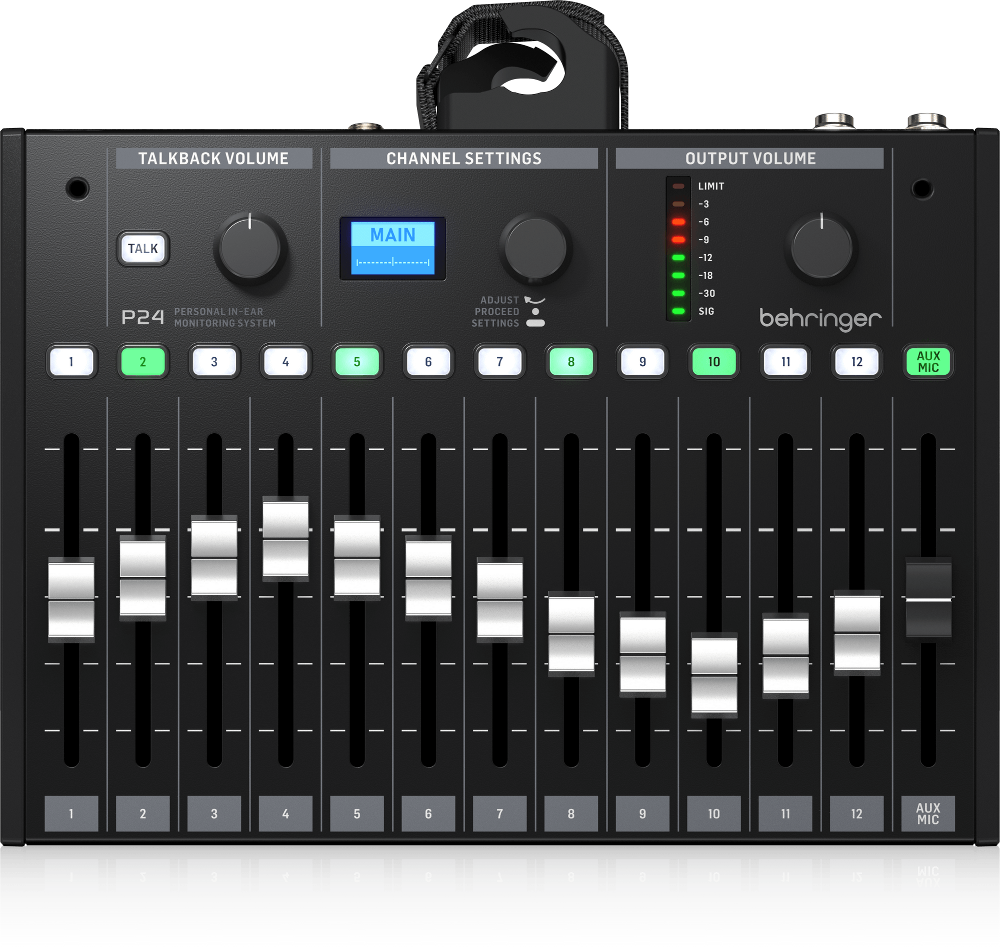 Behringer P24 StageConnect Personal Monitor Mixer with 13 Stereo Channels and 60-mm Faders