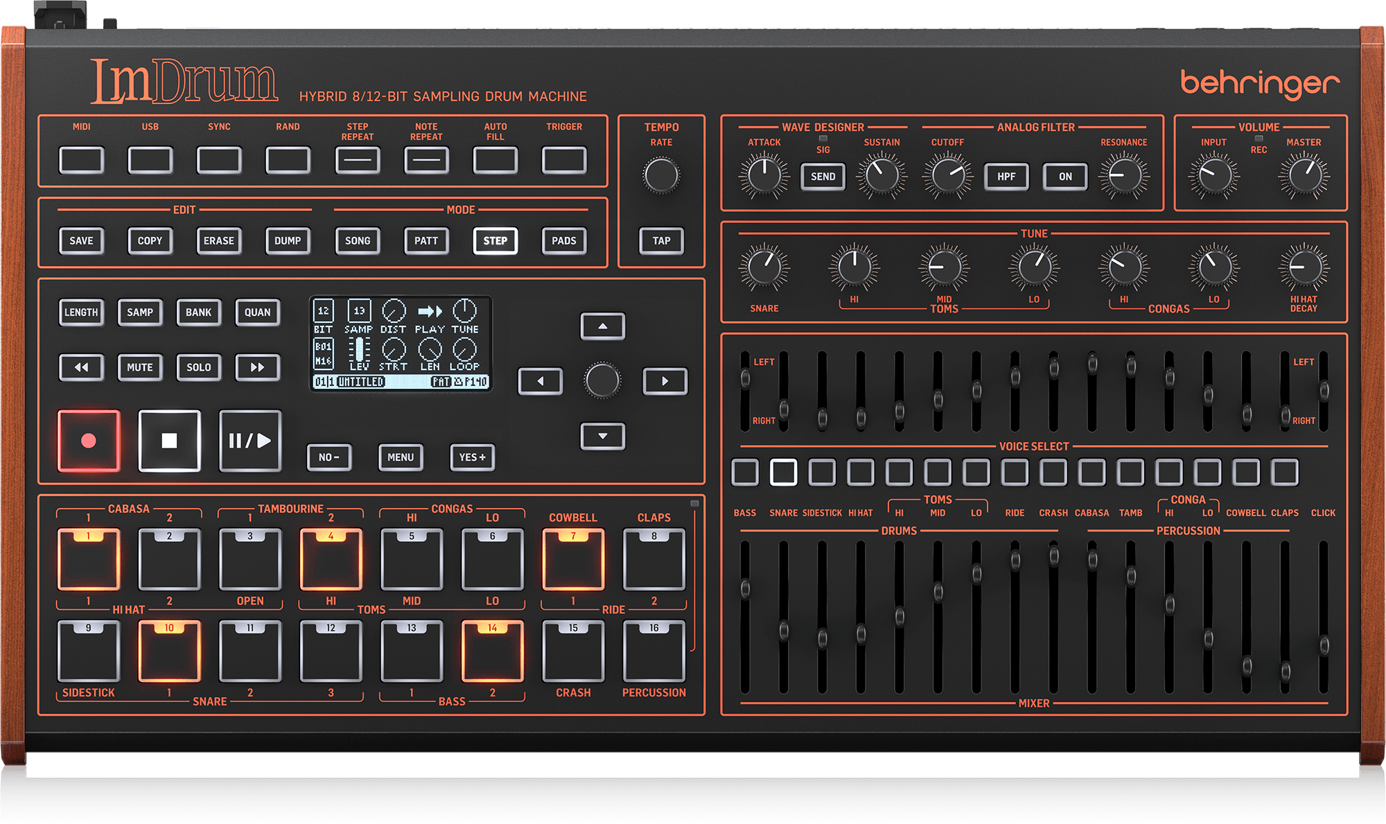 Behringer LM DRUM Classic Hybrid Sampling Drum Machine with 109 Drum Sounds, Sample Recording, 64-Step Sequencer, Wave Designer and Dual-Mode Filter