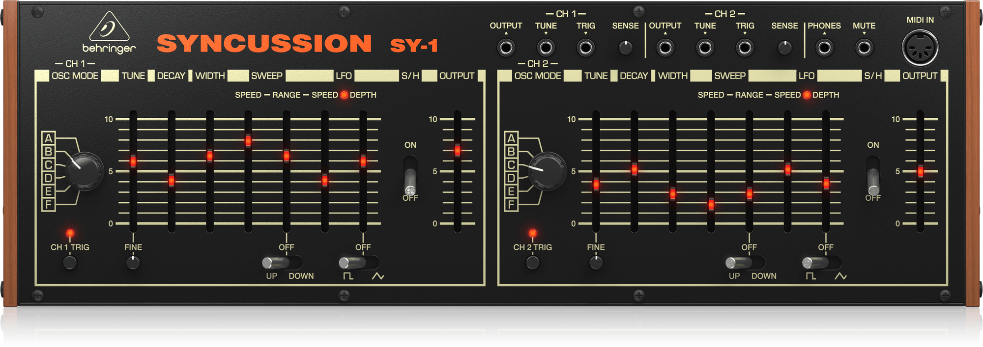 Behringer SYNCUSSIONSY1 Classic Dual Analog Percussion Synthesizer with 6 Oscillator Modes and Eurorack Format