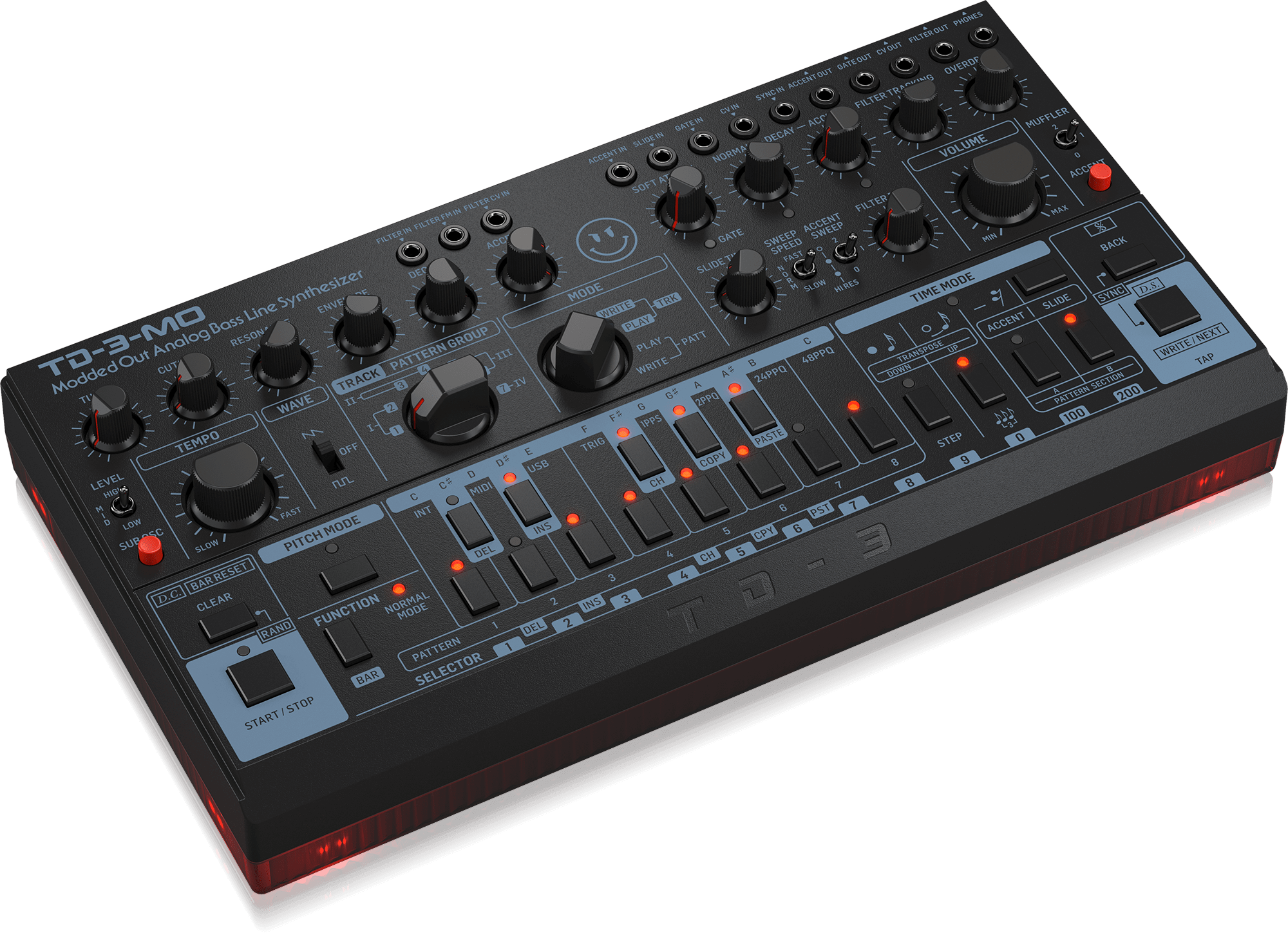 Behringer TD3MOBK “Modded Out” Analog Bass Line Synthesizer with VCO, MIDI-Controllable VCF and Sub-Harmonics Oscillator