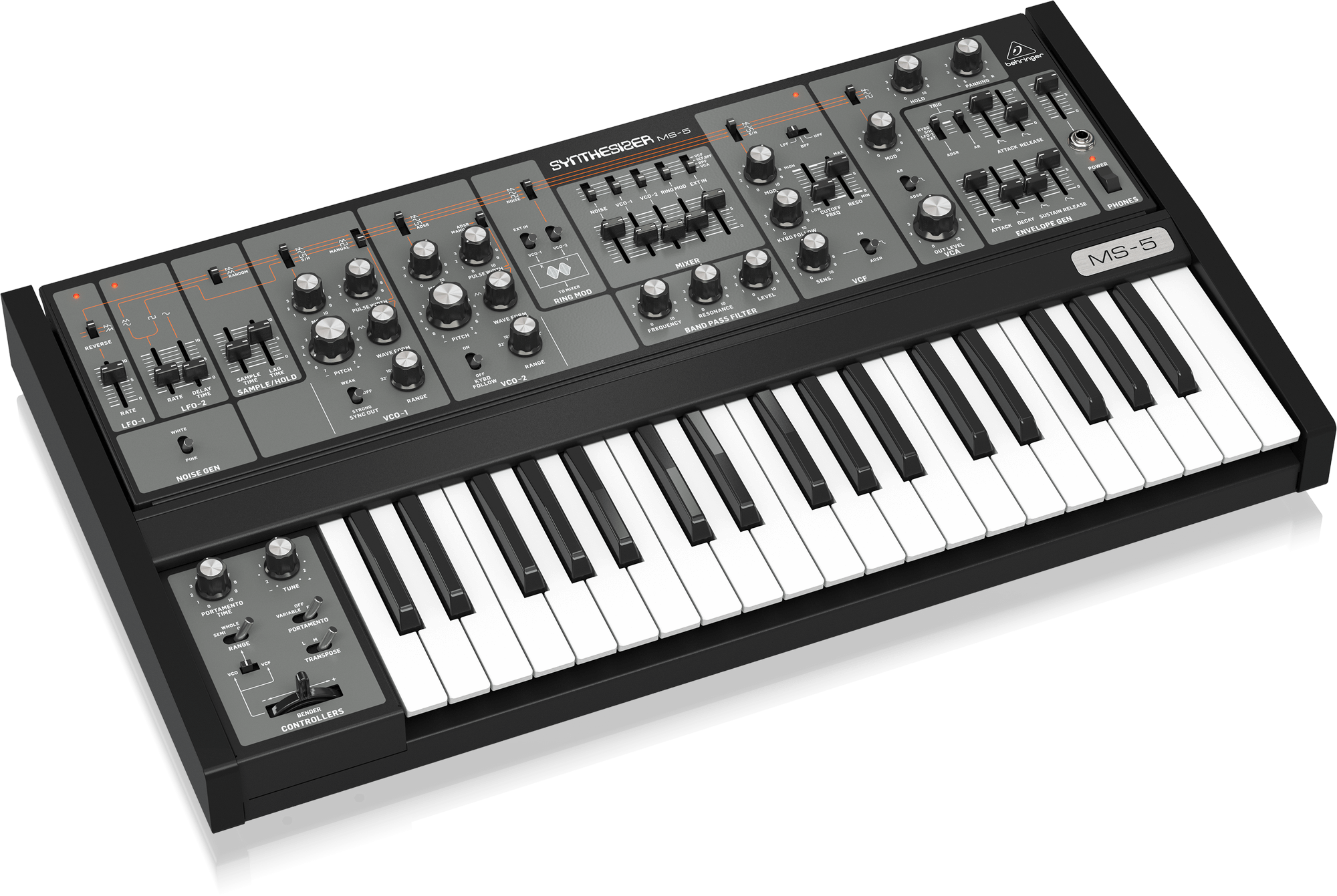 Behringer MS5-BEH Analog Synthesizer with 37 Full-Size Keys, 2 VCOs, Multi-Mode VCF, VCA, 2 LFOs, 2 Envelopes and Ring Modulator