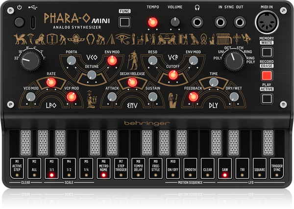 Behringer PHARAOMINI Analog Polyphonic Synthesizer with 3 VCOs, Classic VCF, Ring Modulator, 16-Step Motion Sequencer and Delay