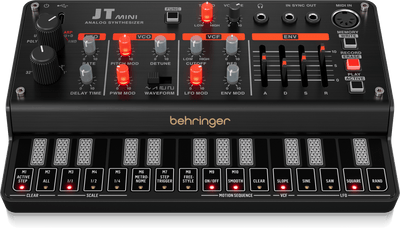 Behringer JTMINI Analog Polyphonic Synthesizer with 3 VCOs, Multi-Mode VCF, Arpeggiator and 16-Step Motion Sequencer