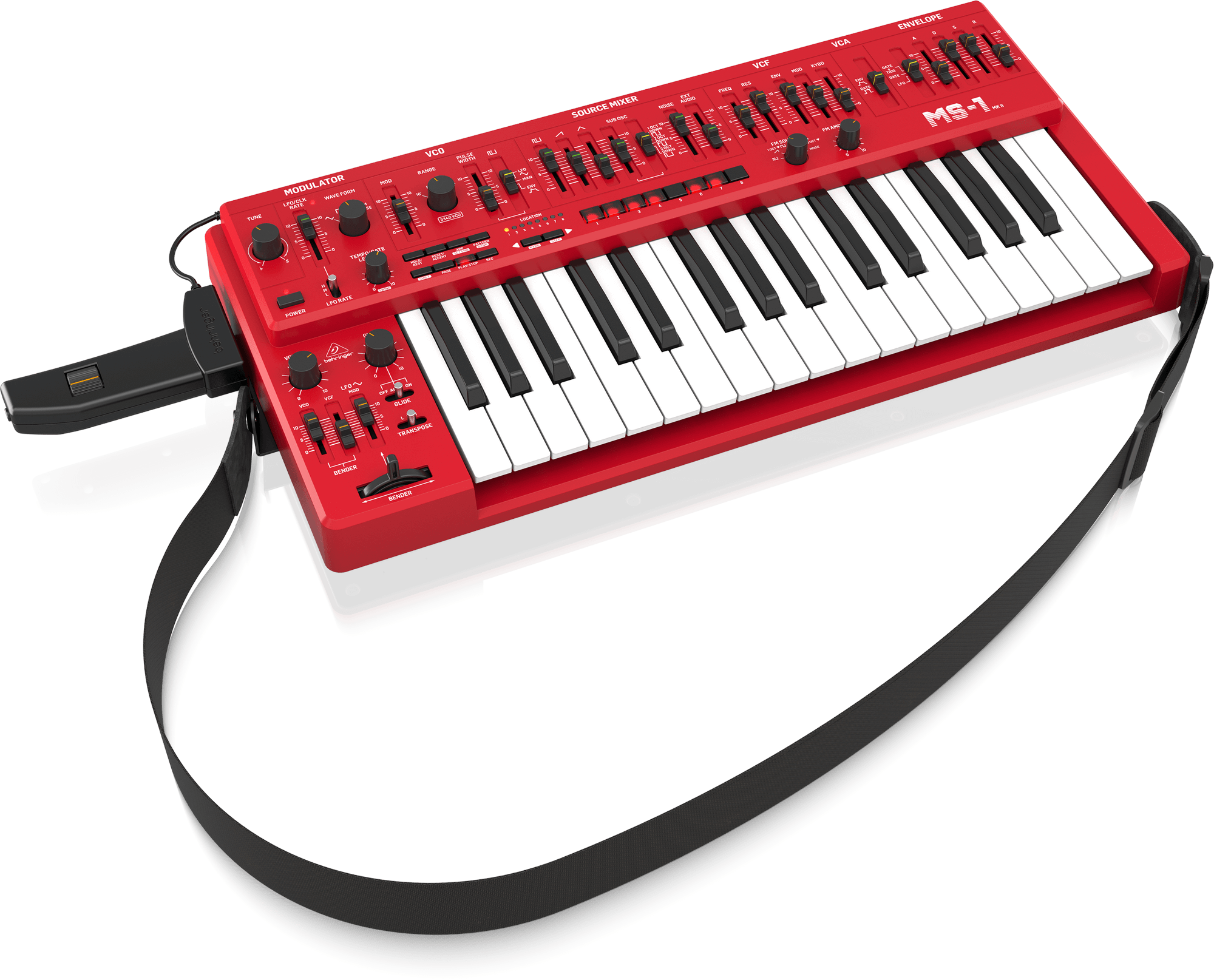 Behringer MS1MKIIRD Analog Synthesizer with 32 Full-Size Keys, 3340 VCO with 4 Simultaneous Waveforms, Red