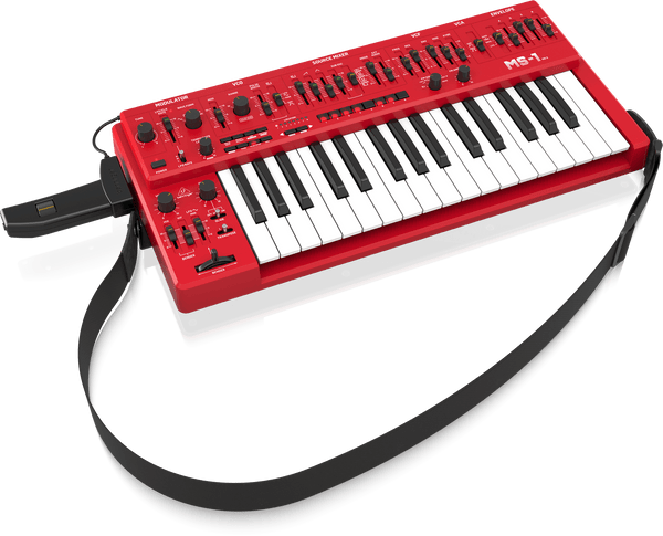 Behringer MS1MKIIRD Analog Synthesizer with 32 Full-Size Keys, 3340 VCO with 4 Simultaneous Waveforms, Red