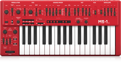 Behringer MS1MKIIRD Analog Synthesizer with 32 Full-Size Keys, 3340 VCO with 4 Simultaneous Waveforms, Red