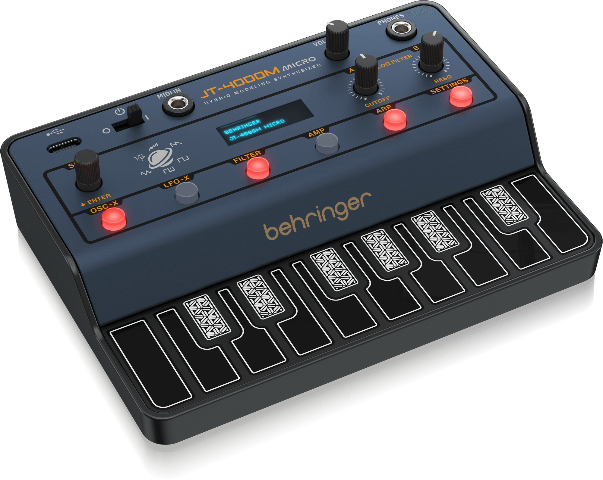 Behringer JT-4000M MICRO Portable 4-Voice Hybrid Synthesizer with 2 Analog Modeling Oscillators Per Voice, Multi-Mode Analog Filter, and Arpeggiator