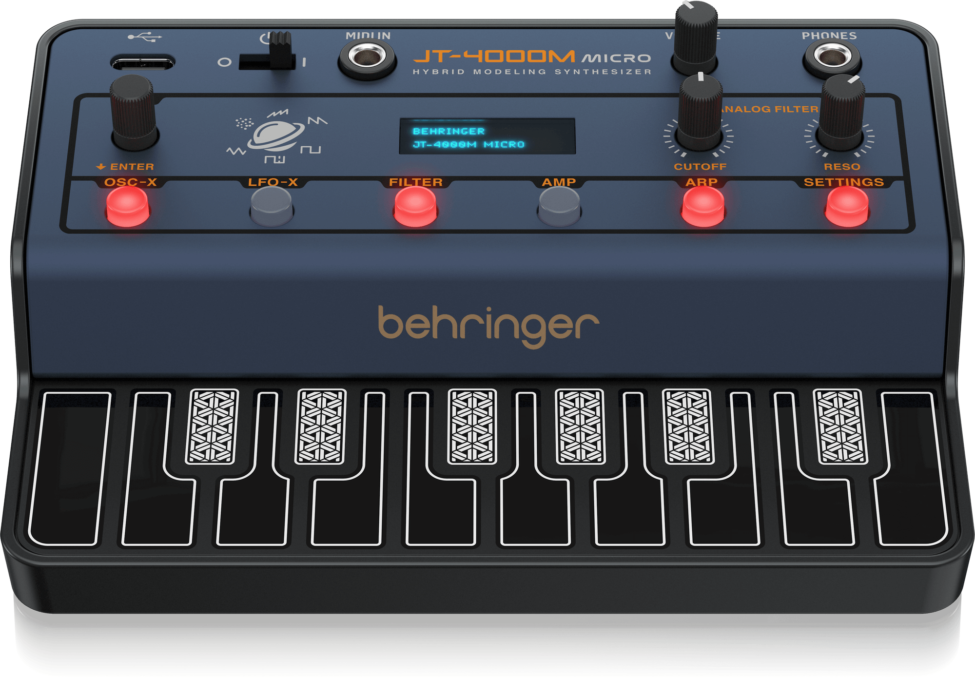 Behringer JT-4000M MICRO Portable 4-Voice Hybrid Synthesizer with 2 Analog Modeling Oscillators Per Voice, Multi-Mode Analog Filter, and Arpeggiator
