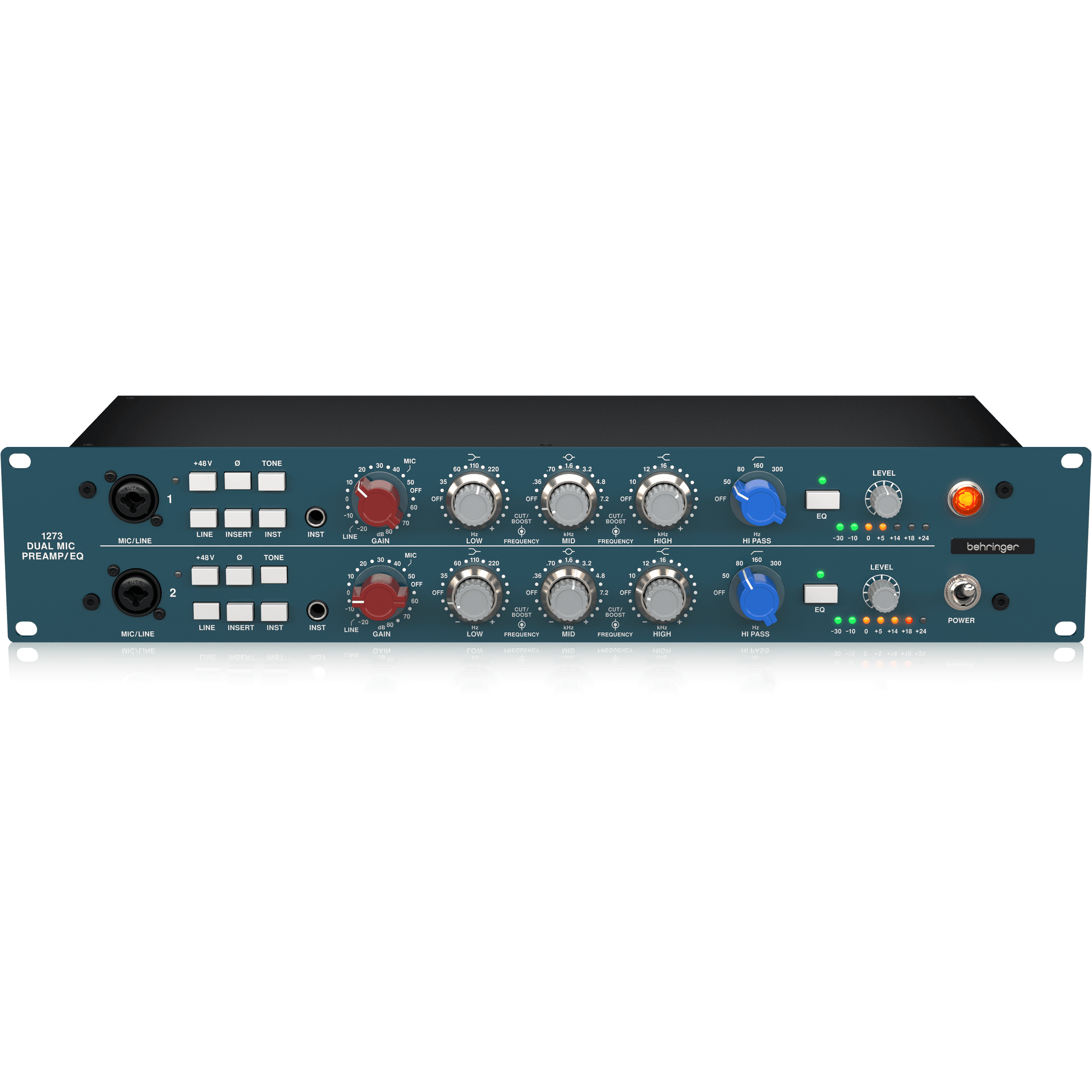 Behringer 1273 2-Channel Microphone Preamplifier with 3-Band Equalizers and Custom-Built Midas Transformers