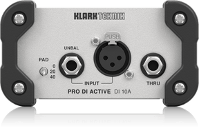 Klark Teknik DI10A Active DI Box with Midas Transformer, Extended Dynamic Range and Phantom/Battery Operation