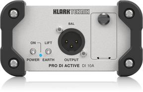 Klark Teknik DI10A Active DI Box with Midas Transformer, Extended Dynamic Range and Phantom/Battery Operation