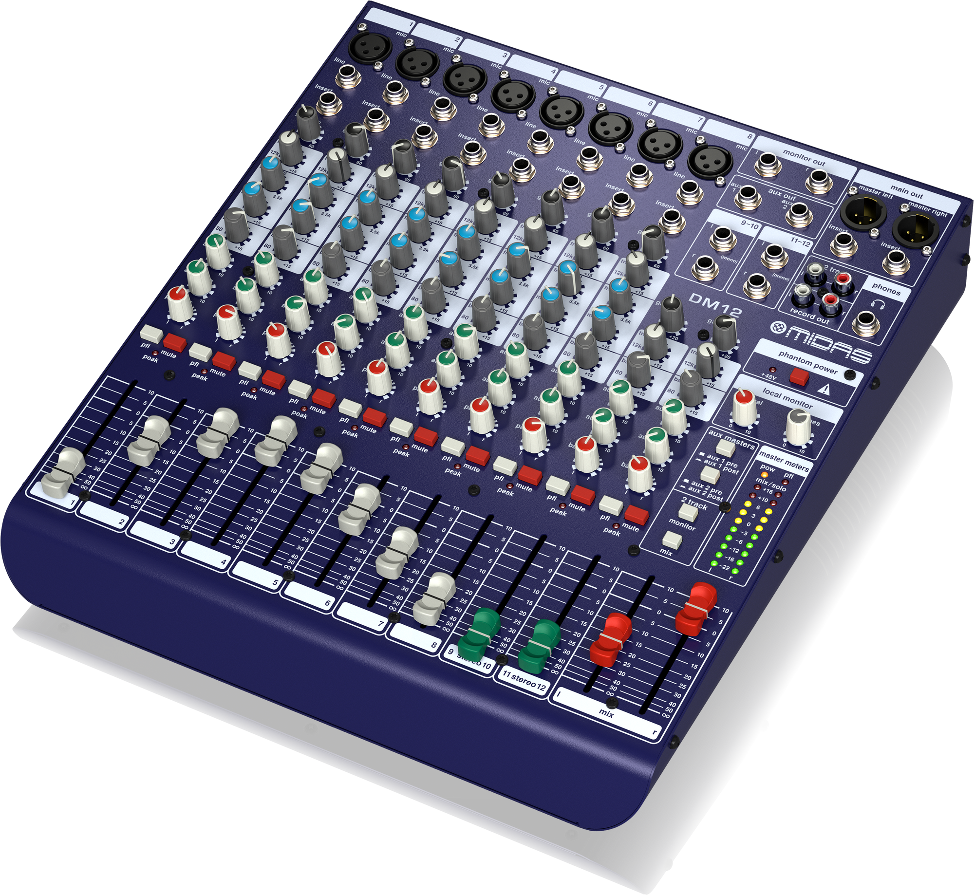 Midas DM12 12 Input Analogue Live and Studio Mixer with Midas Microphone Preamplifiers