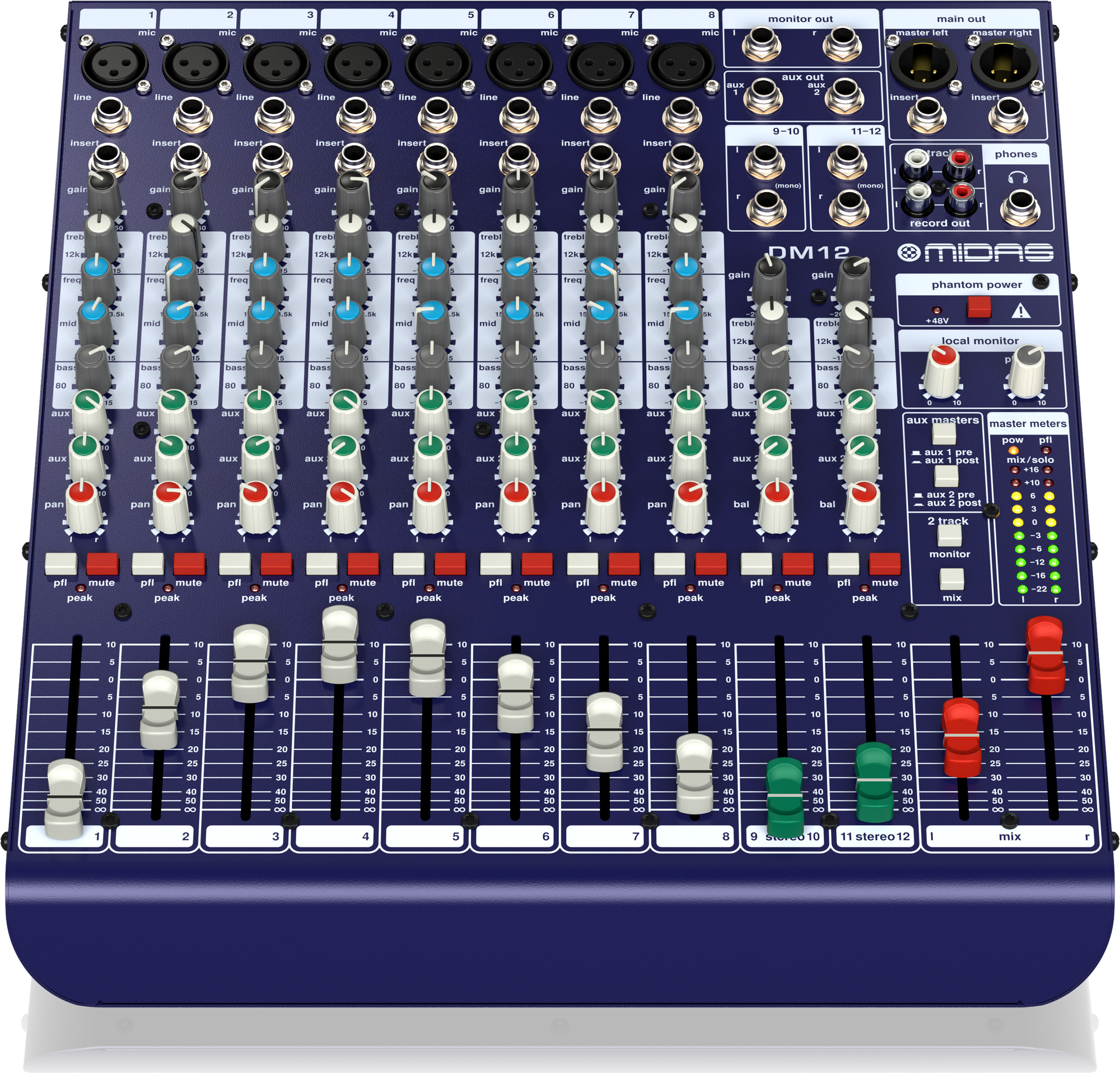 Midas DM12 12 Input Analogue Live and Studio Mixer with Midas Microphone Preamplifiers