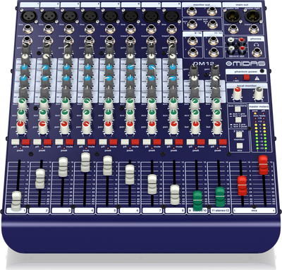 Midas DM12 12 Input Analogue Live and Studio Mixer with Midas Microphone Preamplifiers