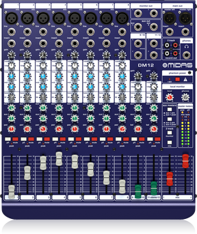 Midas DM12 12 Input Analogue Live and Studio Mixer with Midas Microphone Preamplifiers