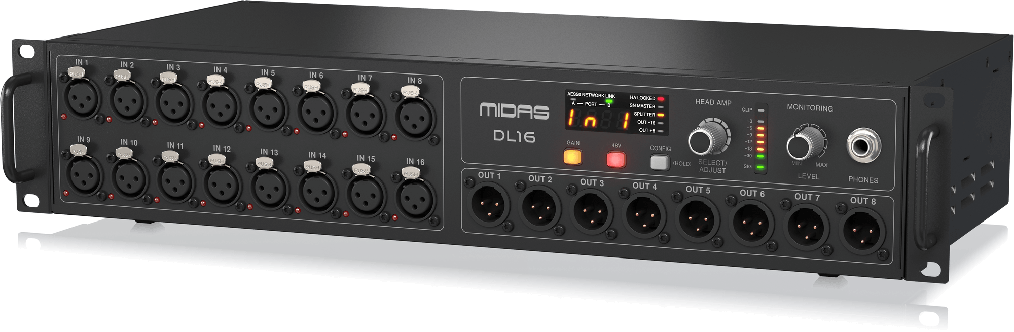 Midas DL16 16 Input and 8 Output Stage Box with 16 Midas Mic Preamps