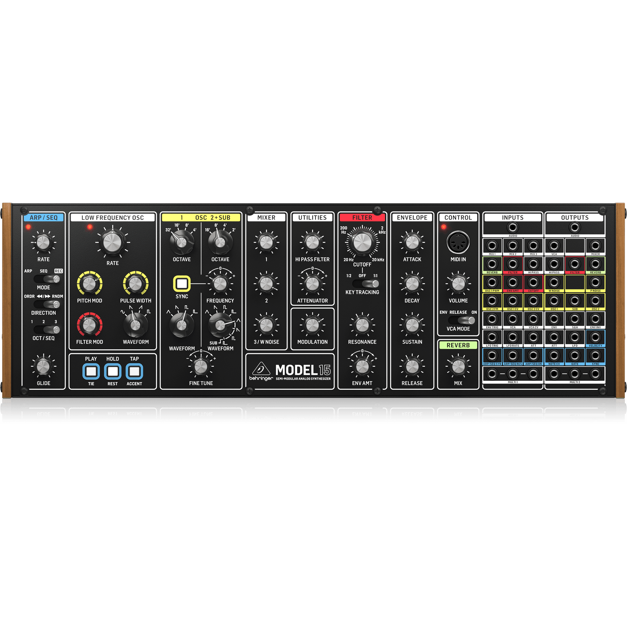 Behringer MODEL 15 Analog Semi-Modular Synthesizer with Dual VCOs, VCF, Sequencer and Arpeggiator in Eurorack Format